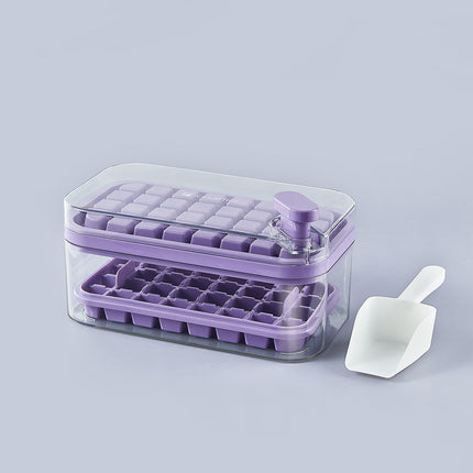 Ein-Knopf-Presse Eiswürfelform-Box Kunststoff, Eiswürfelbereiter und Aufbewahrungsbox mitDeckel
