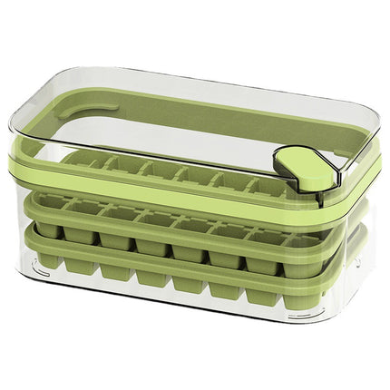 Ein-Knopf-Presse Eiswürfelform-Box Kunststoff, Eiswürfelbereiter und Aufbewahrungsbox mitDeckel